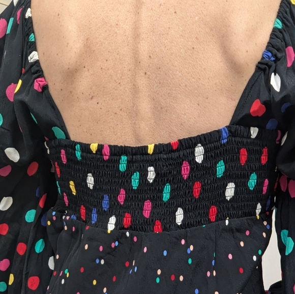 Rixo x Target Black Multicolor Rainbow Polka Dot Smocked Mini Party Dress Size 6 - Picture 10 of 11